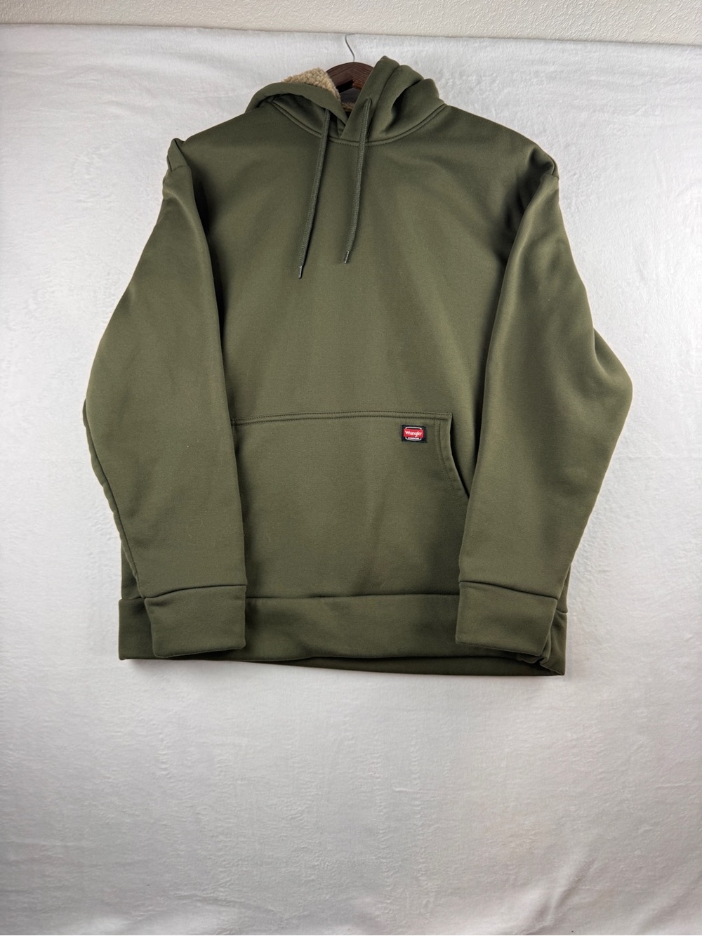 Wrangler Olive Green Hoodie‎ with Beige Sherpa Lining Size Lg